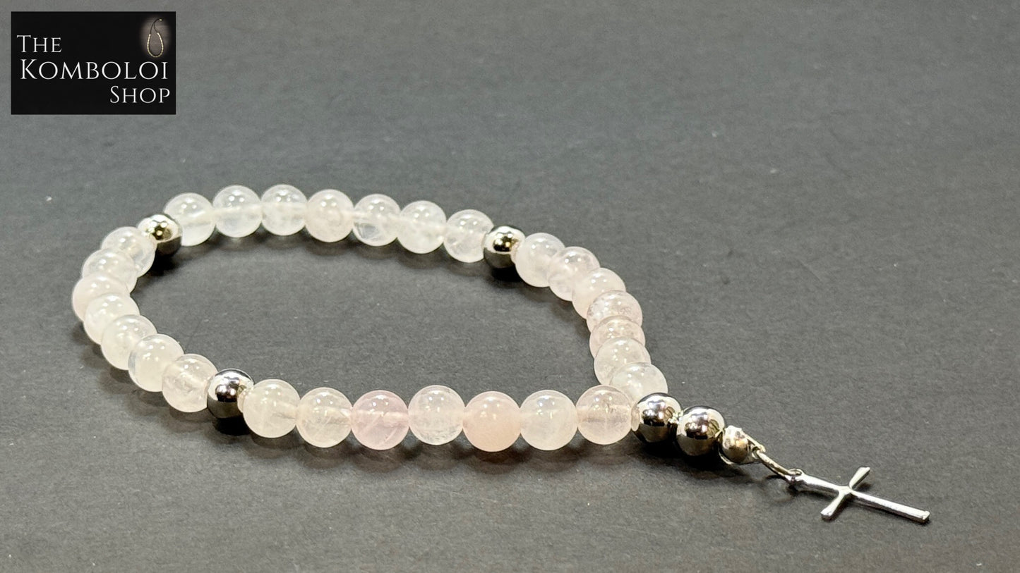 Rose Quartz Anglican Rosary Bead Bracelet