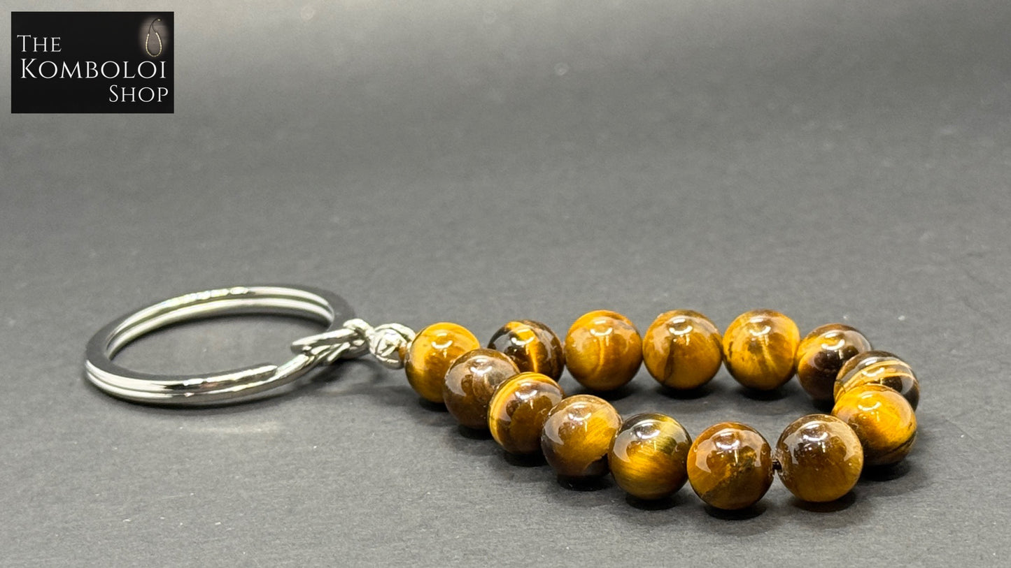 Tigers Eye Komboloi / Worry Bead Keyring