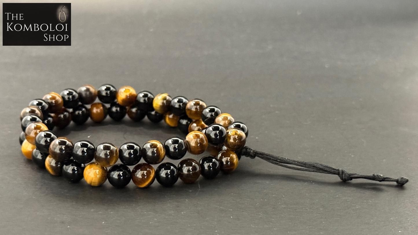 Onyx & Tigers Eye Komboloi / Worry Bead Bracelet -  MK3 V2