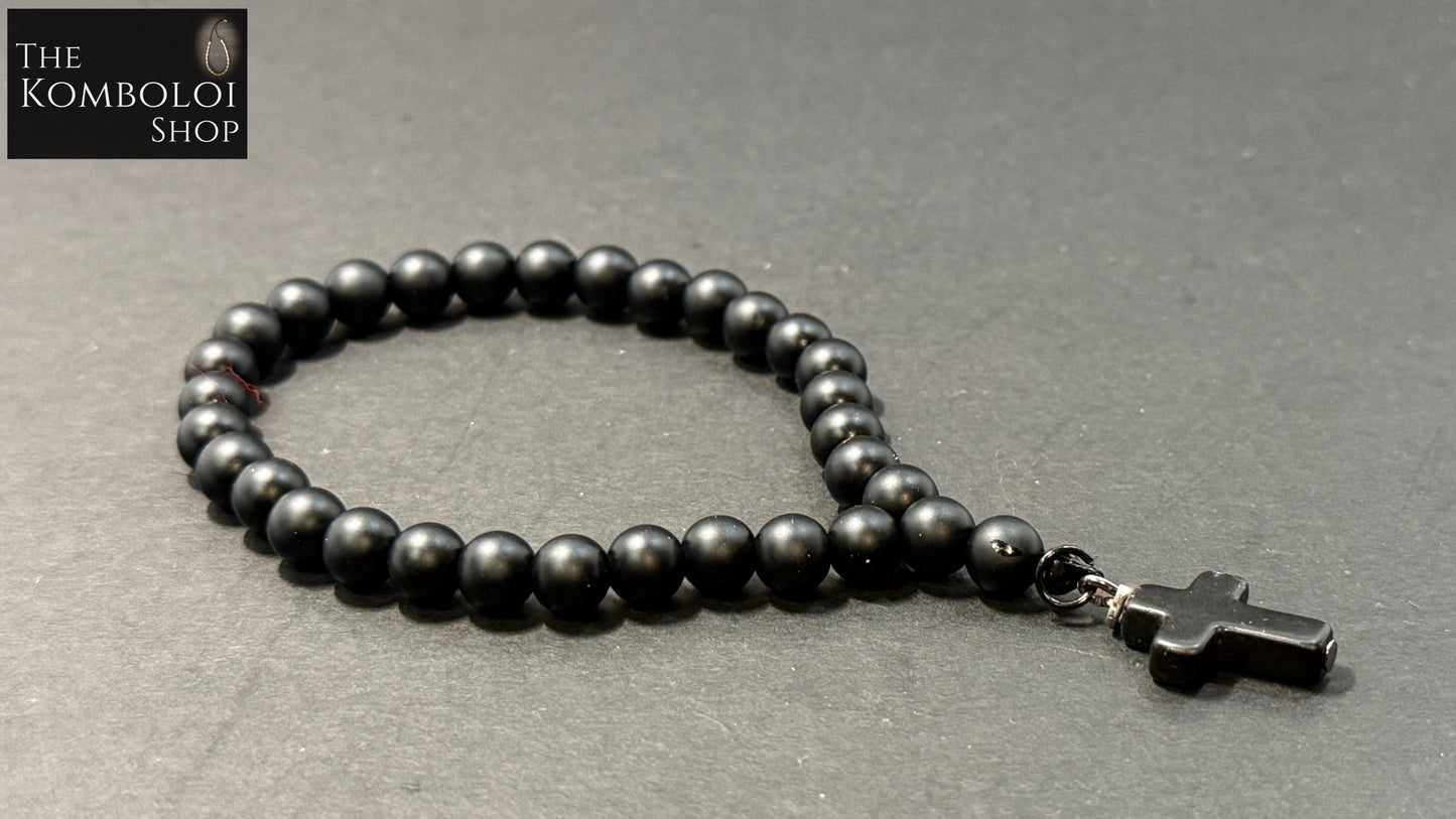 Matte Onyx Anglican Rosary Bead Bracelet