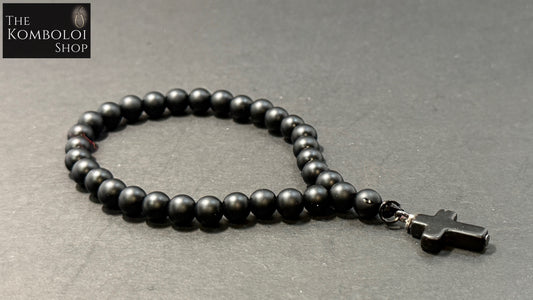 Matte Onyx Anglican Rosary Bead Bracelet