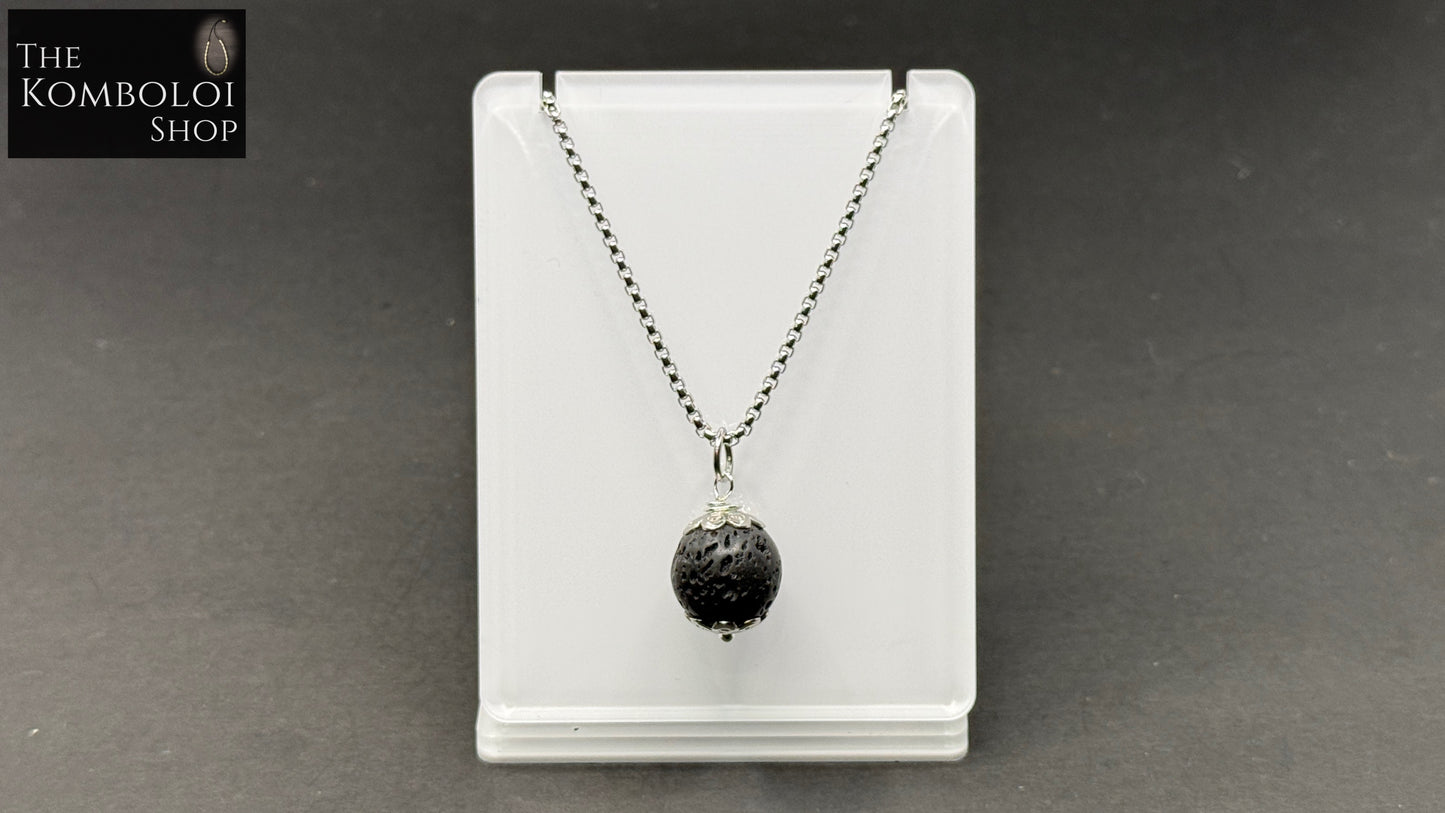 Volcanic Lava & Stainless Steel Necklace
