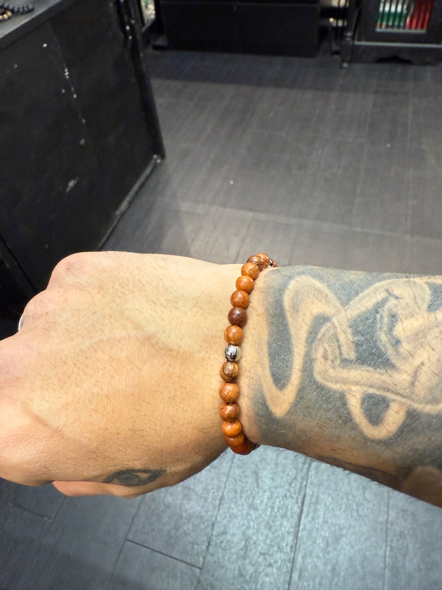 Rosewood Anglican Rosary Bead Bracelet