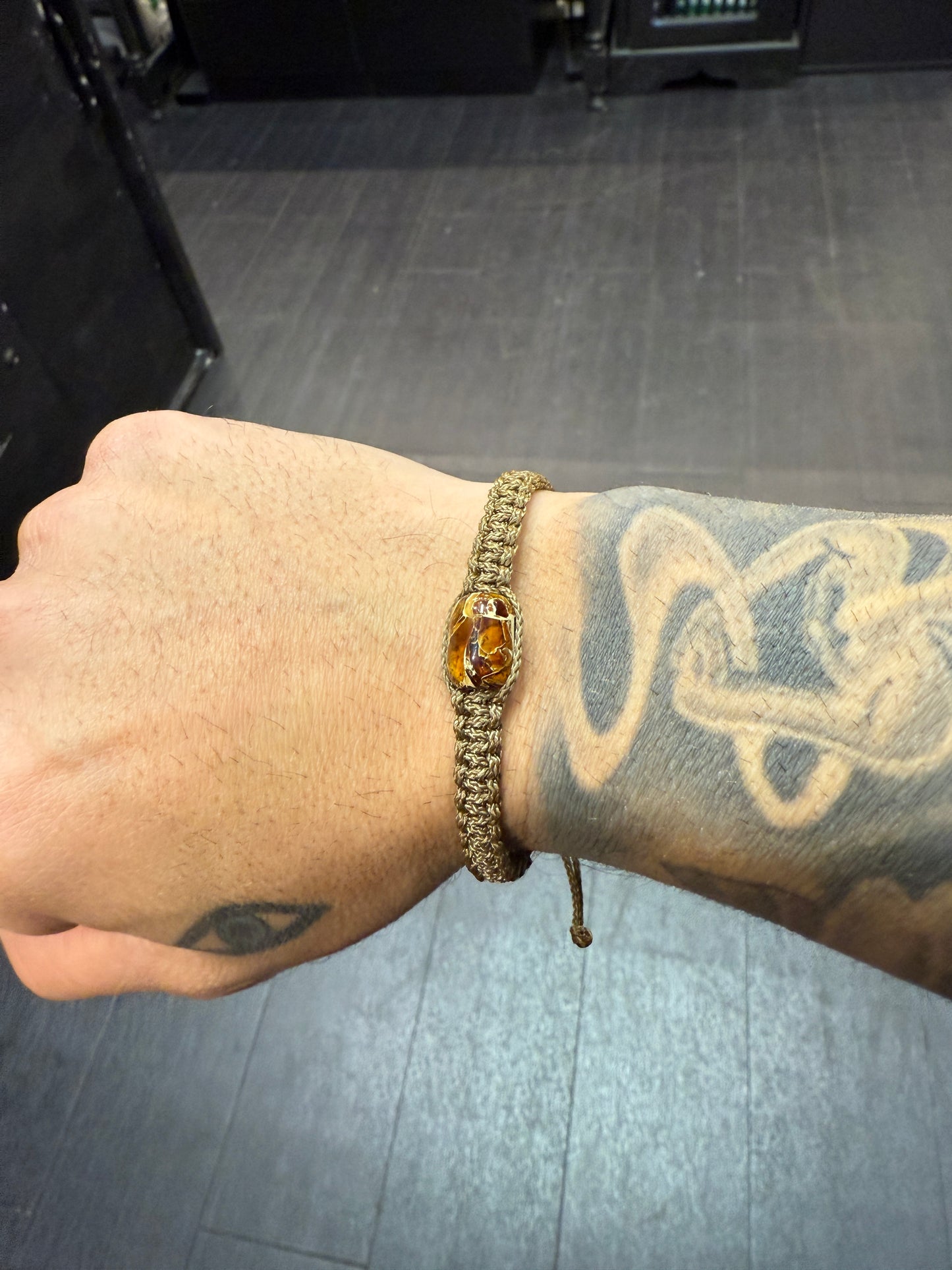 Mosaic Baltic Amber Hand Made Single Stone Bracelet