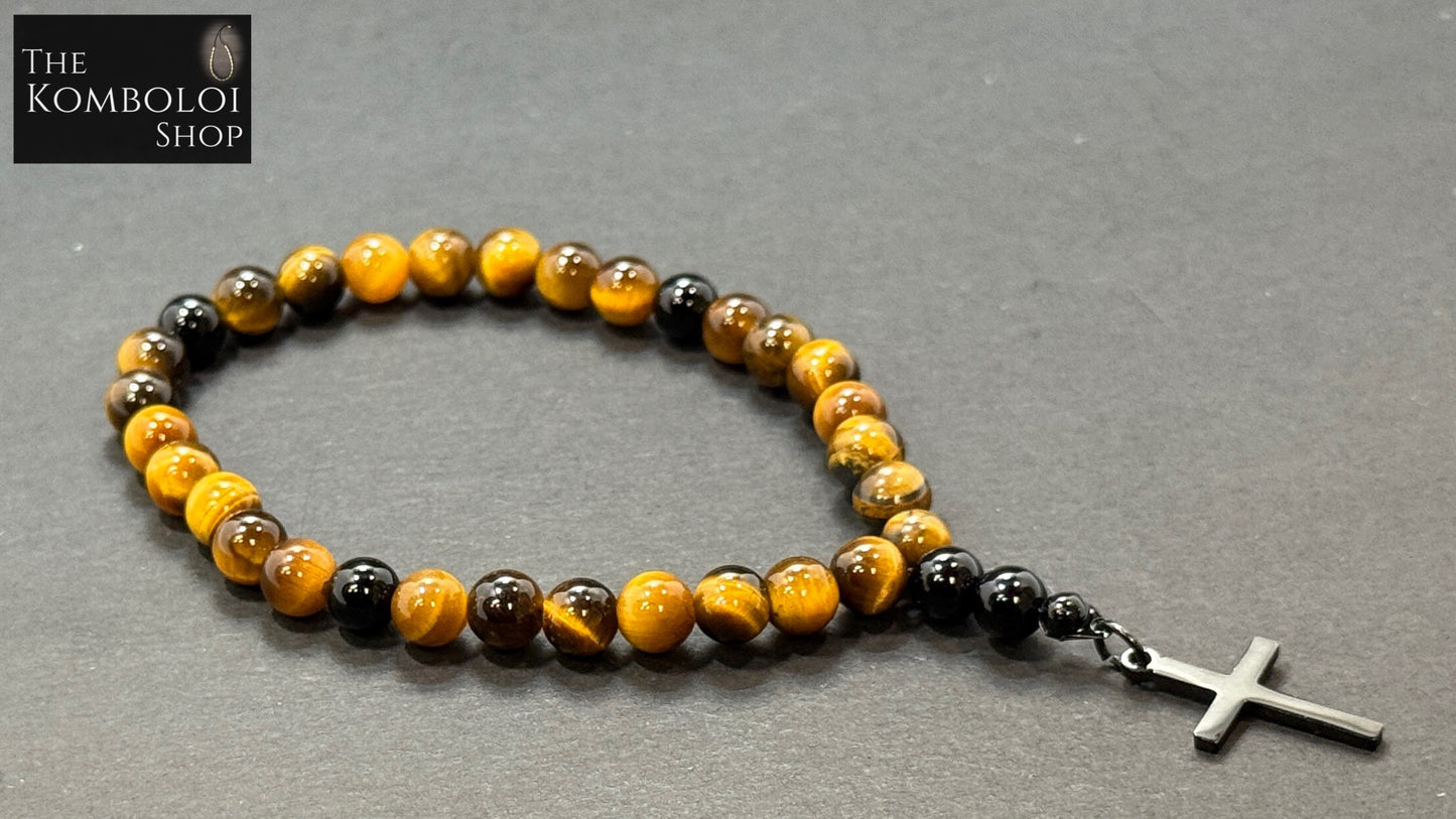 Tigers Eye Anglican Rosary Bead Bracelet