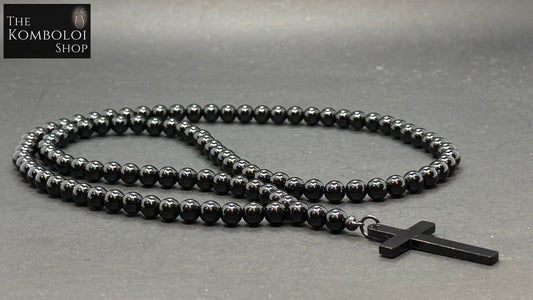 Onyx 100 Bead Orthodox Prayer Beads with Stainless Steel Cross