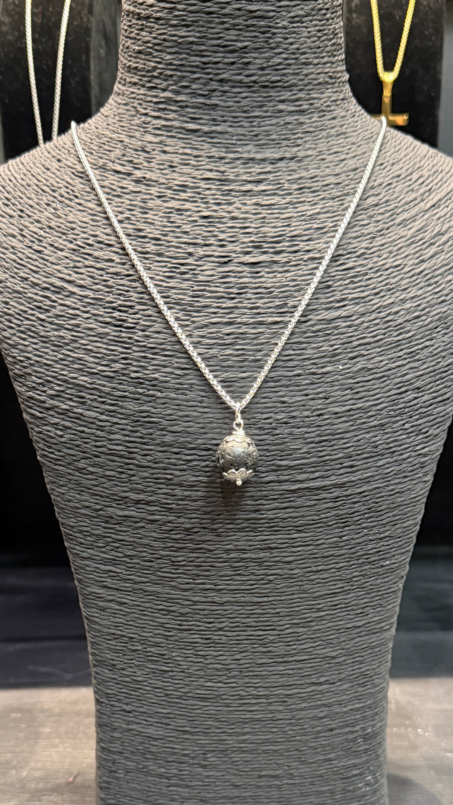 Volcanic Lava & Stainless Steel Necklace