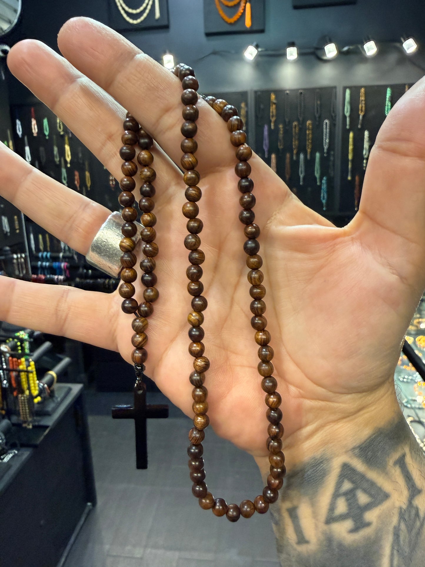 Rosewood 100 Bead Orthodox Prayer Beads with Stainless Steel Cross