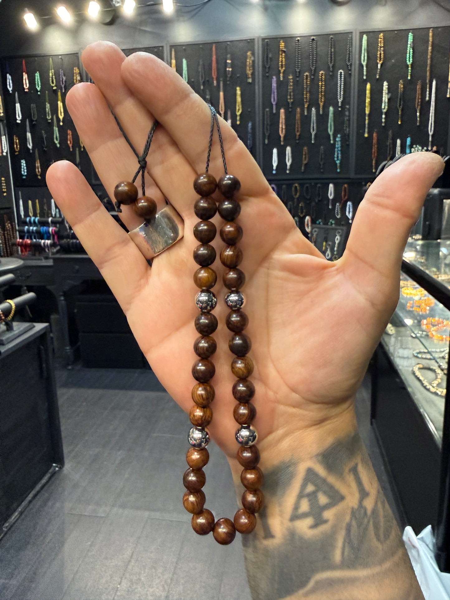 Rosewood & Stainless Steel Komboloi - Extreme Series (Kevlar)