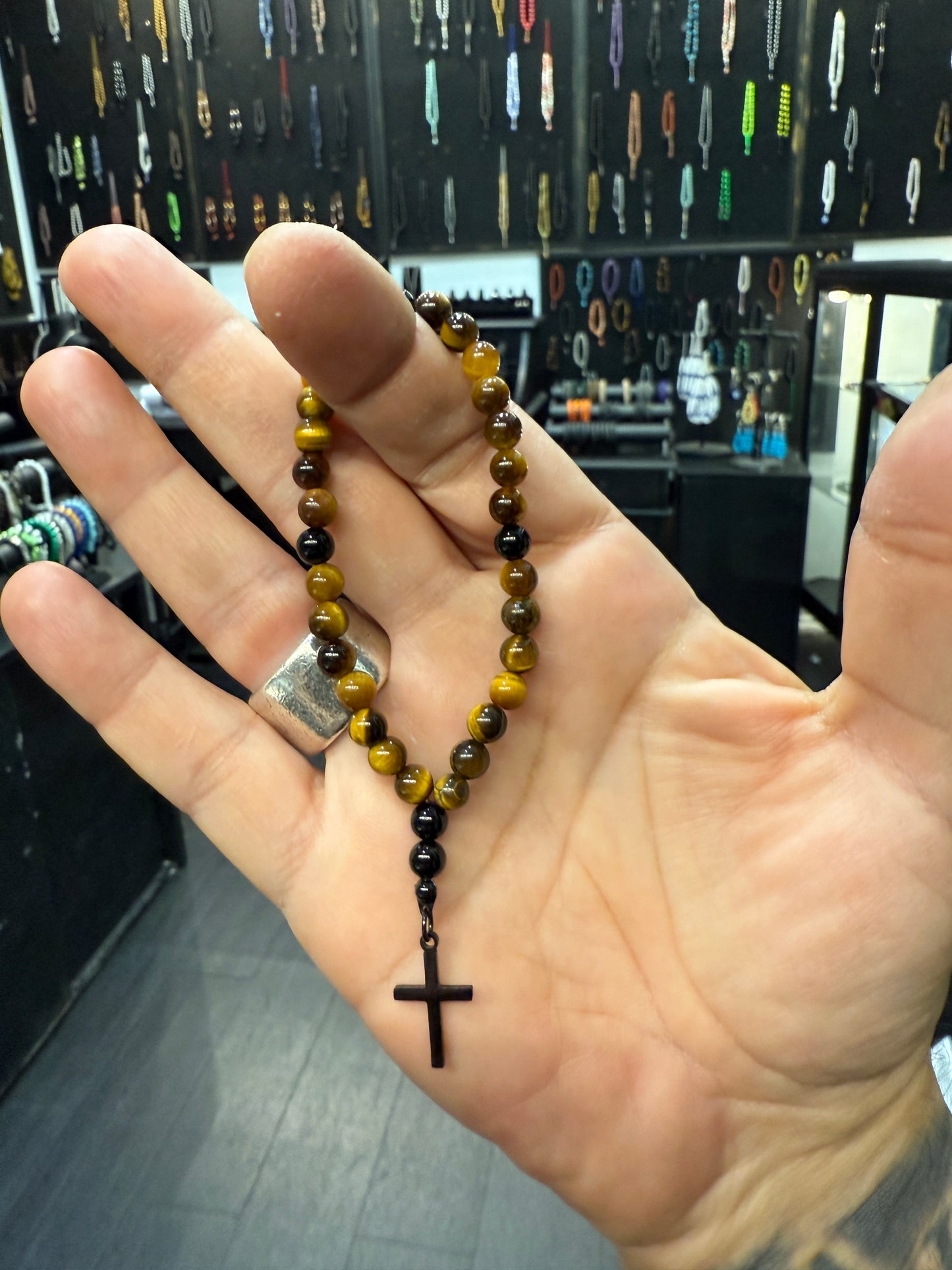 Tigers Eye Anglican Rosary Bead Bracelet