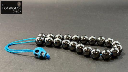 Hematite 21 Bead Komboloi w/Resin Skull