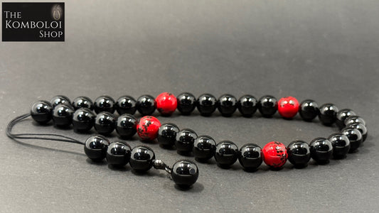 Onyx & Porcelain 33 Bead Komboloi / Worry Beads