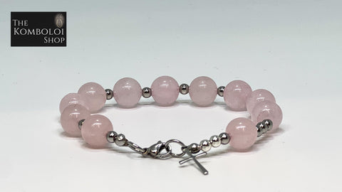 Single Decade Rosary Bracelet -Rose Quartz