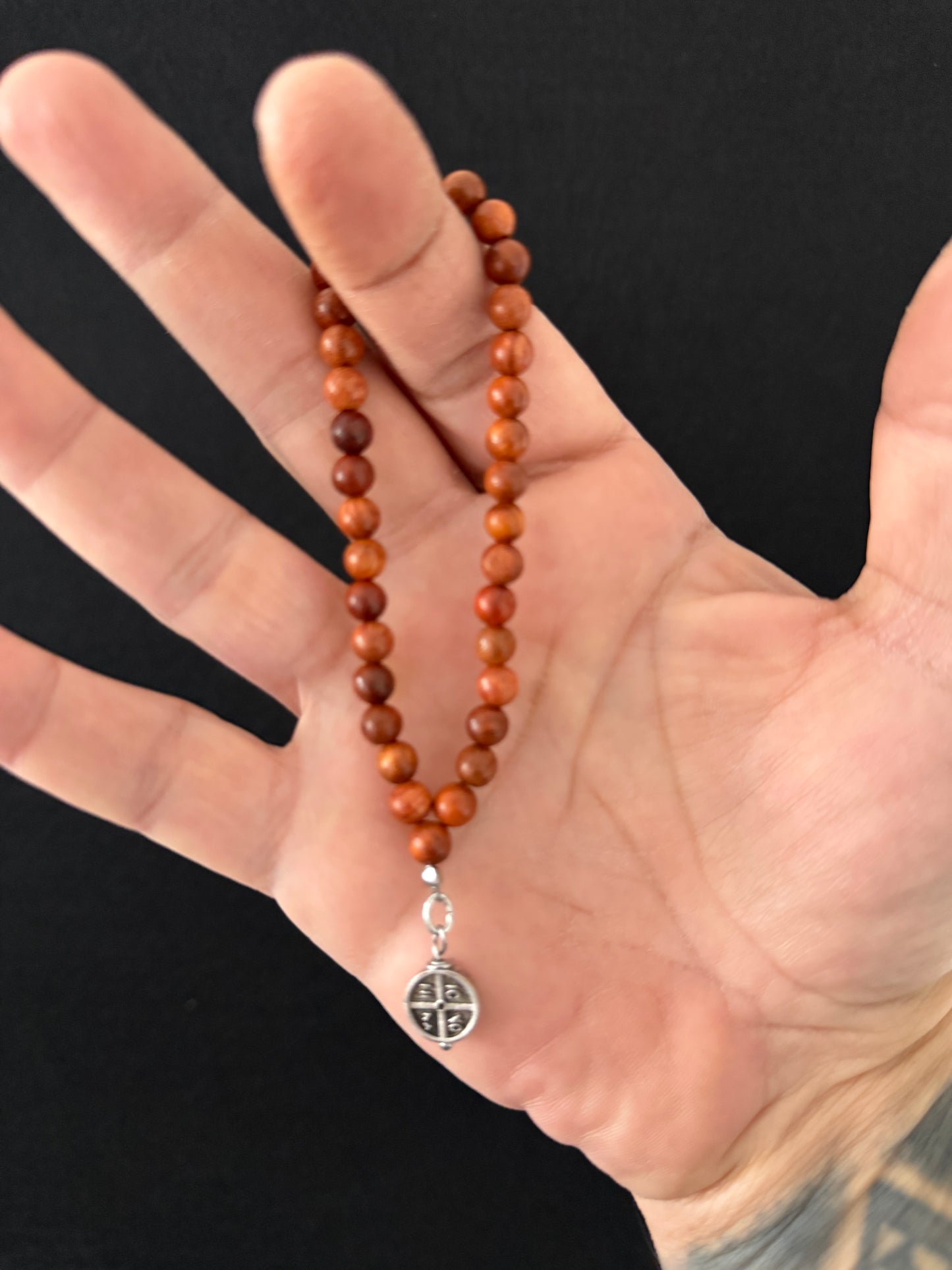 Burmese Rosewood 33 Bead Orthodox Prayer Bead Bracelet with ICXC NIKA