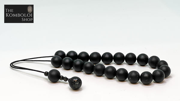 Matte Black Agate Komboloi / Worry Beads