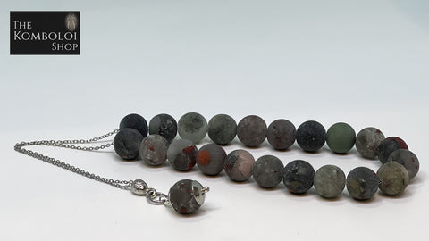 African Bloodstone 21 Bead Chained Komboloi