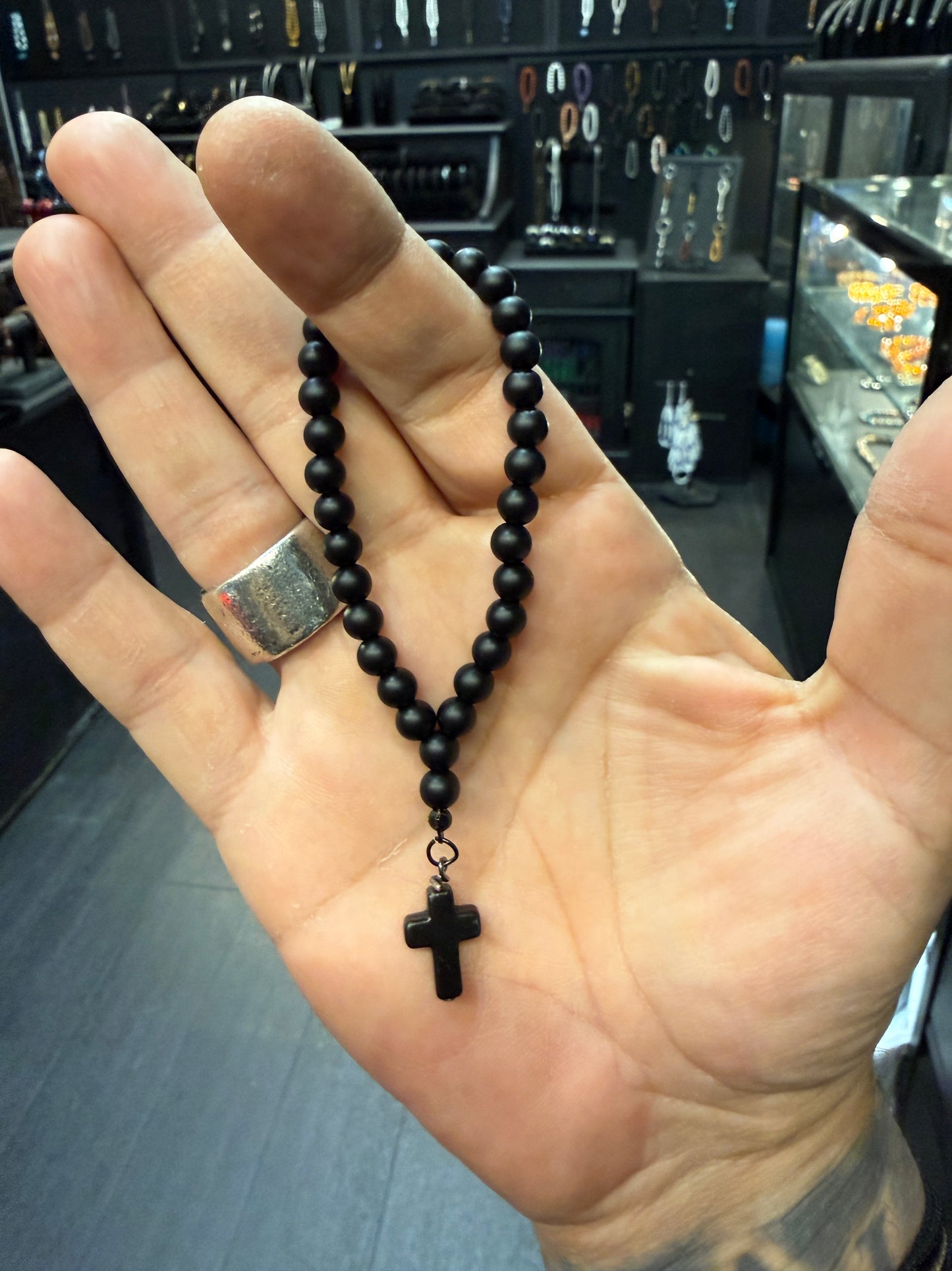 Matte Onyx Anglican Rosary Bead Bracelet