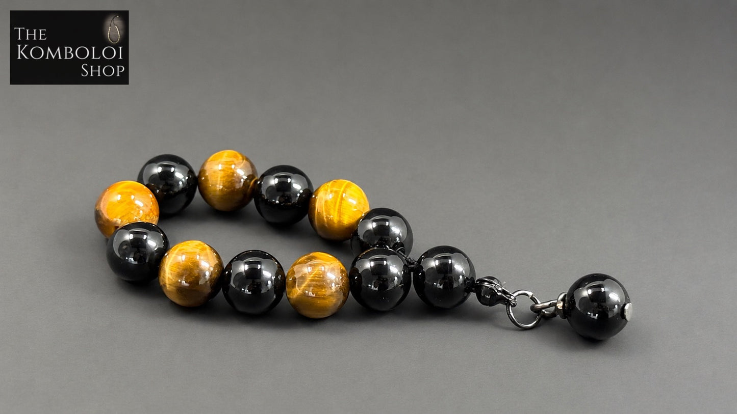 Tigers Eye & Onyx Mini Ottoman (Worry Beads / Tasbih / Misbaha)