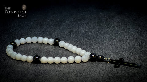 White Jade Anglican Rosary Beads