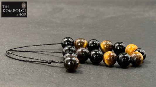 Tigers Eye & Onyx Lucky 13 Komboloi