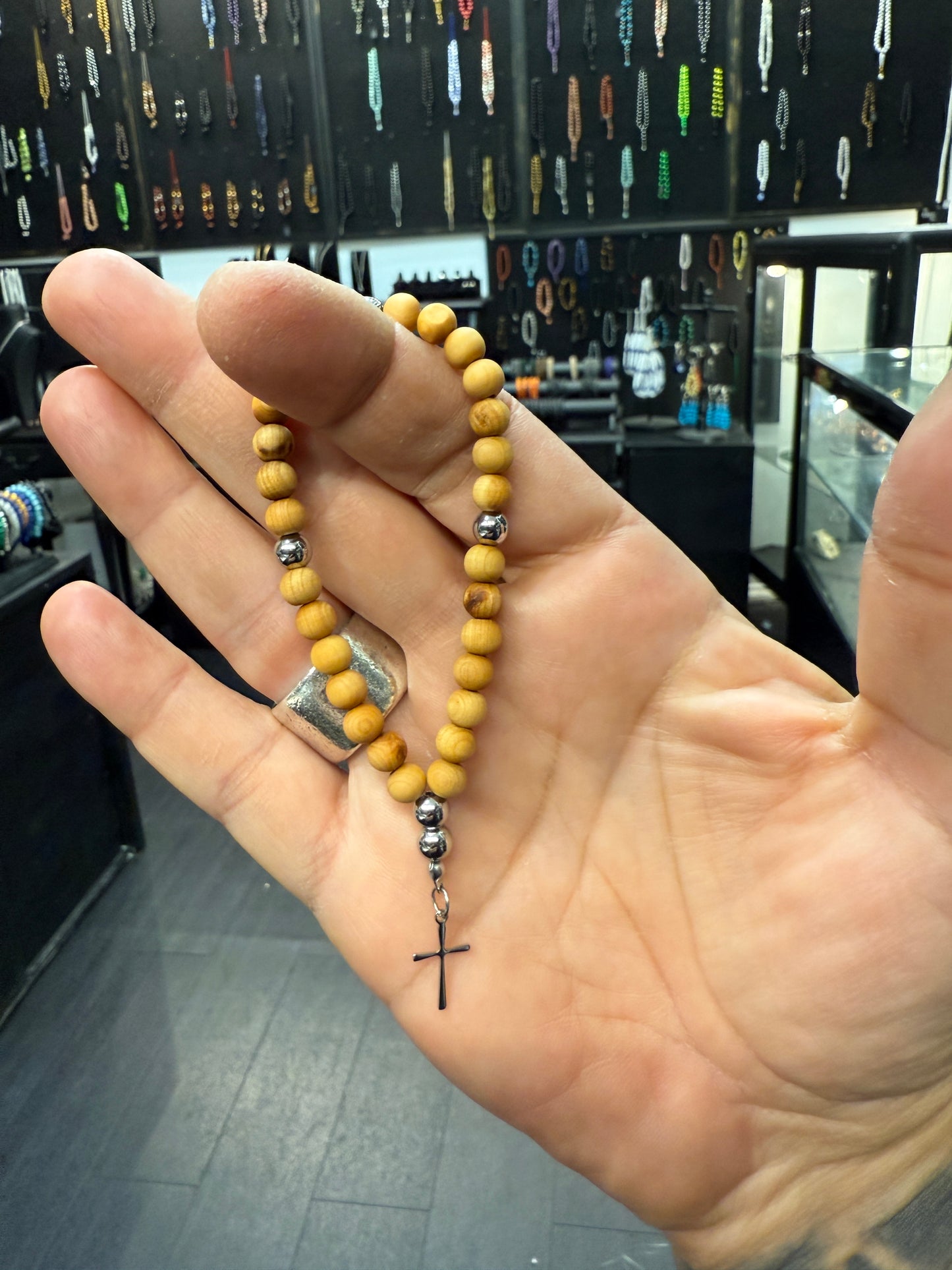 Maple Wood Anglican Rosary Bead Bracelet