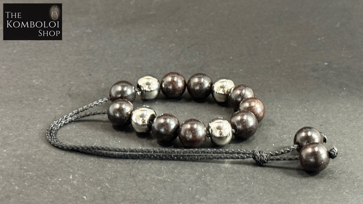 Ebony & Stainless Steel Lucky 13 Komboloi