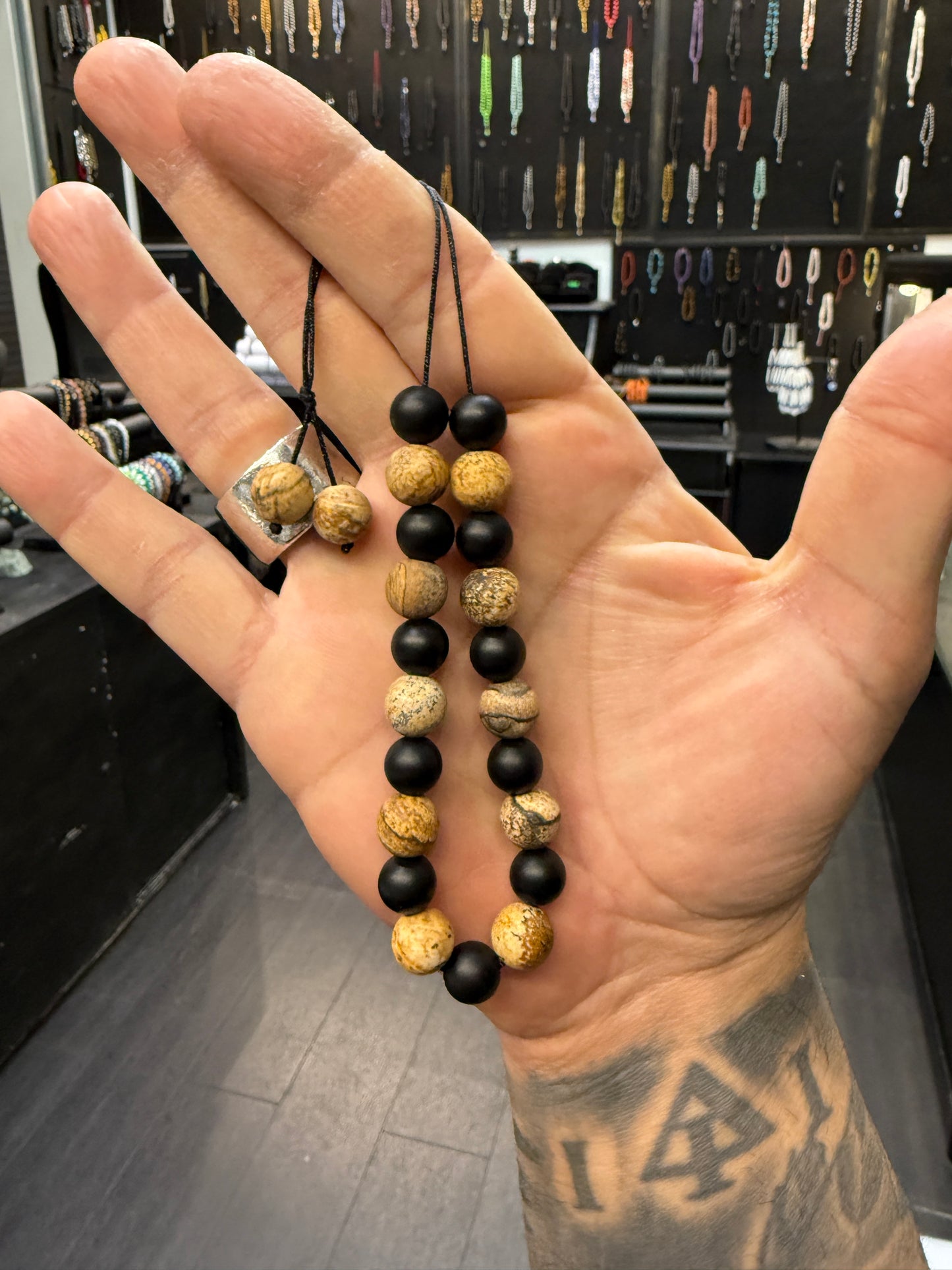 Matte Onyx & Picture Jasper 21 Bead Komboloi