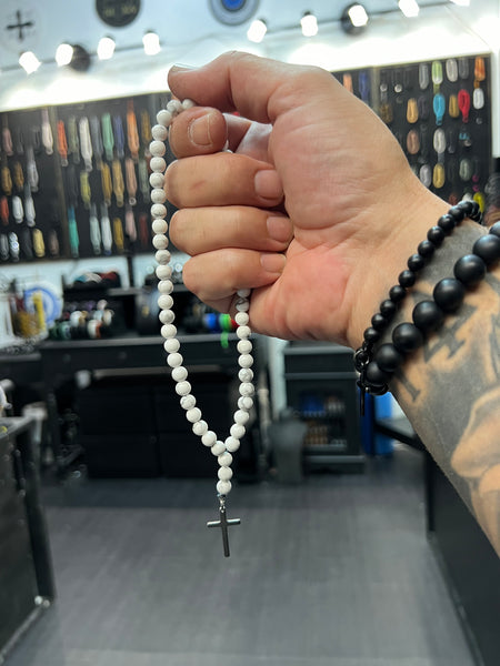 Howlite 50 Bead Orthodox Prayer Beads with Stainless Steel Cross
