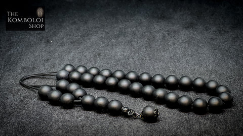 Gothic Series Matte Black Onyx 33 Bead Komboloi / Worry Beads
