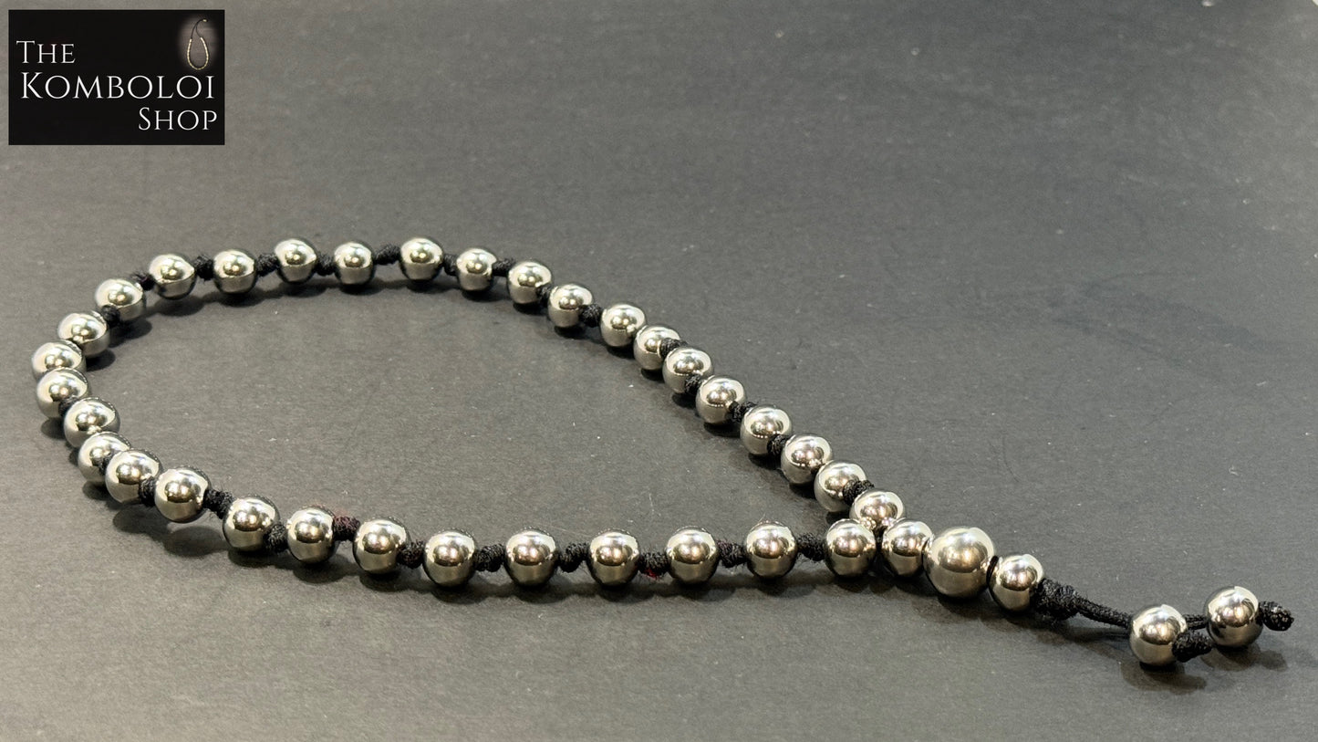 Stainless Steel 33 Bead Worry Beads w/Hand Knotted Knots