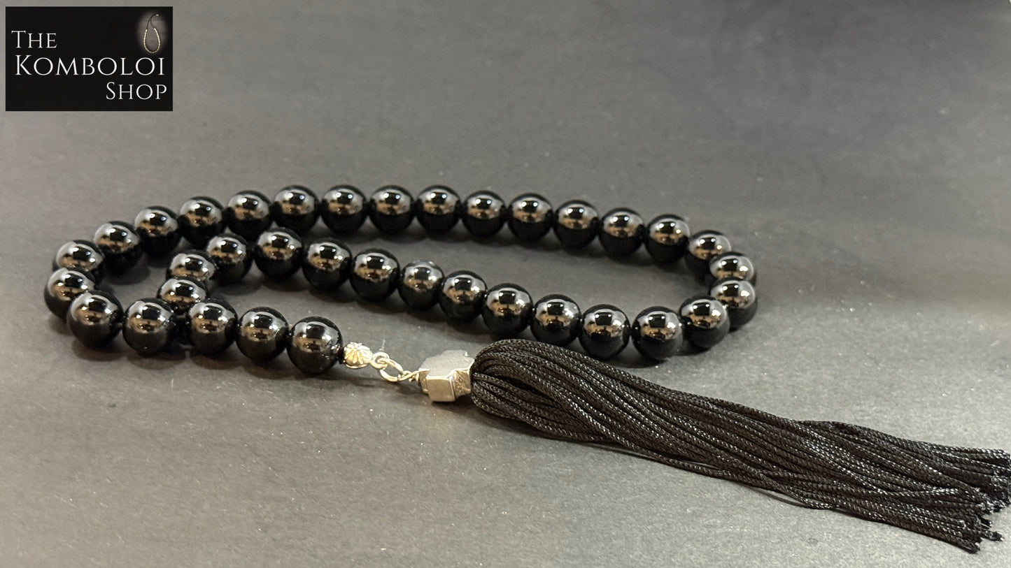 Onyx Orthodox Prayer Beads w/Stainless Steel Cross