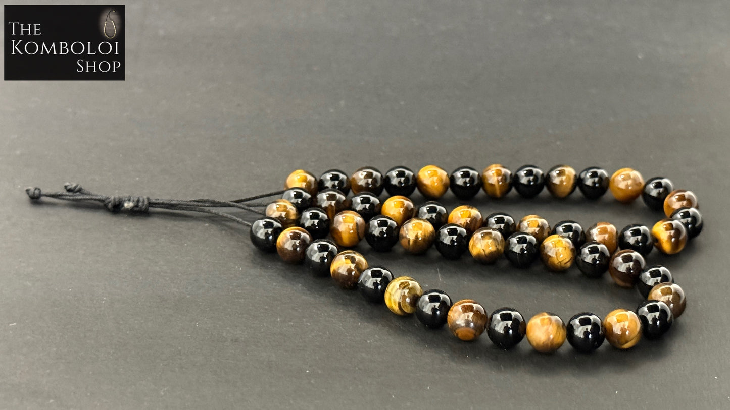 Onyx & Tigers Eye Komboloi / Worry Bead Bracelet -  MK3 V2