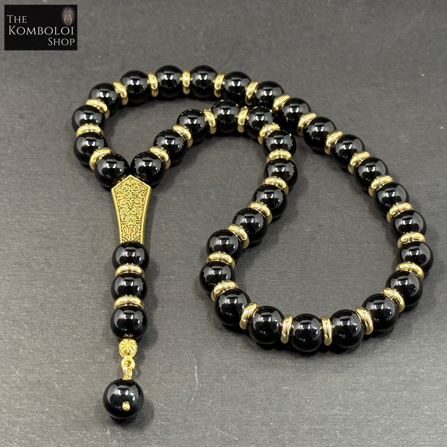 Royal Collection – 33 Bead Onyx Tasbih / Worry Beads