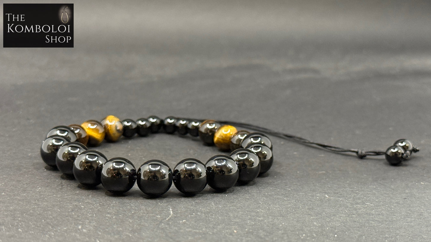 Cascading Onyx & Tigers Eye Worry Beads - Wearable MK3 (Long)