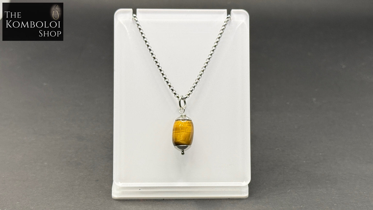 Tigers Eye & Stainless Steel Necklace