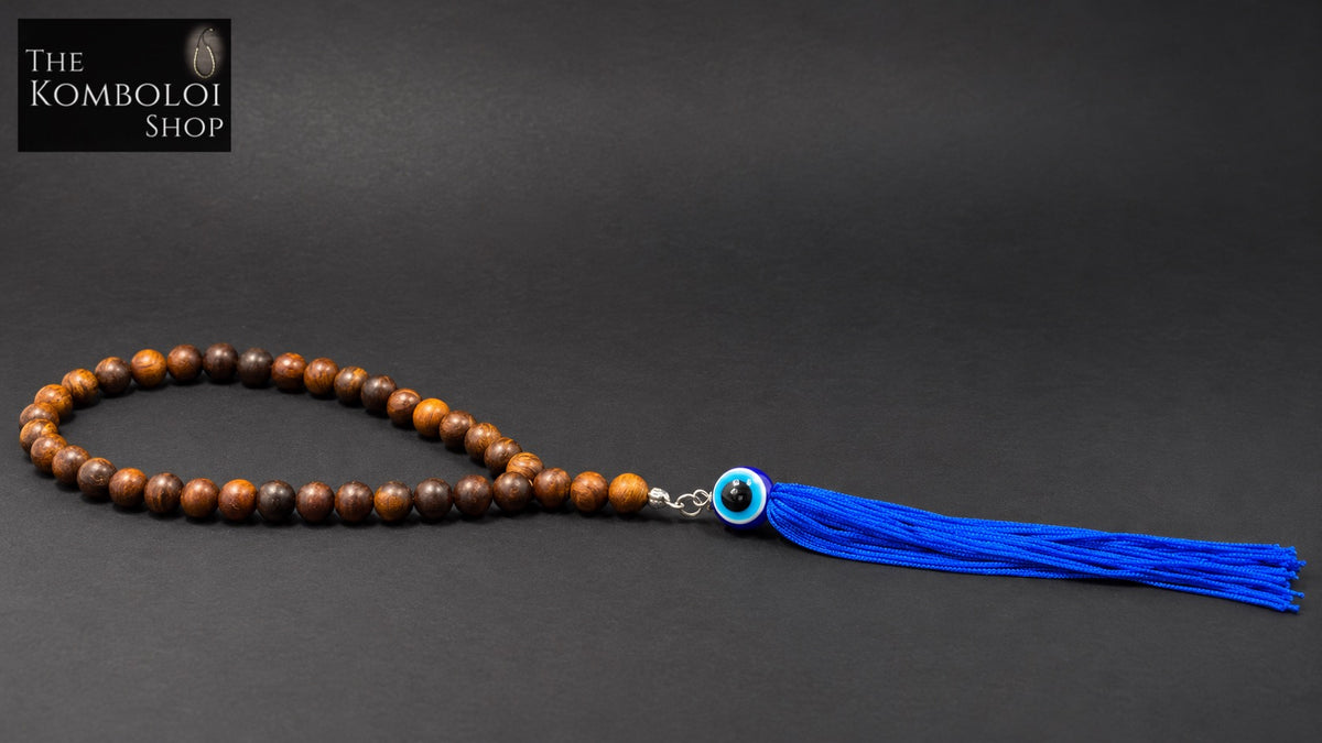 33 Bead Car Prayer Beads w/ Evil Eye - Rosewood