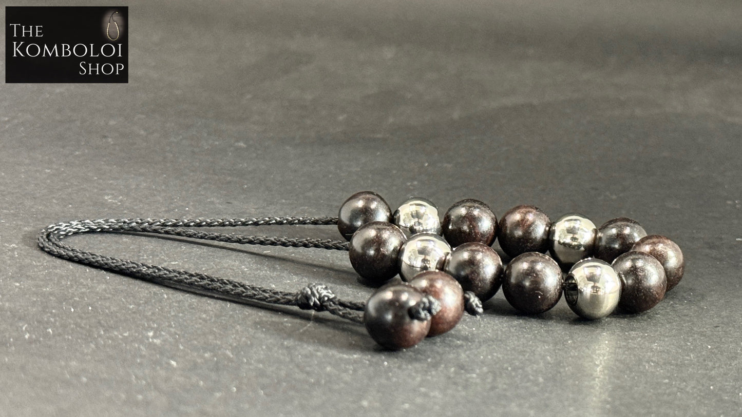 Ebony & Stainless Steel Lucky 13 Komboloi