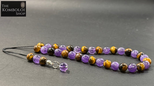 Amethyst & Tigers Eye 33 Bead Komboloi / Worry Beads