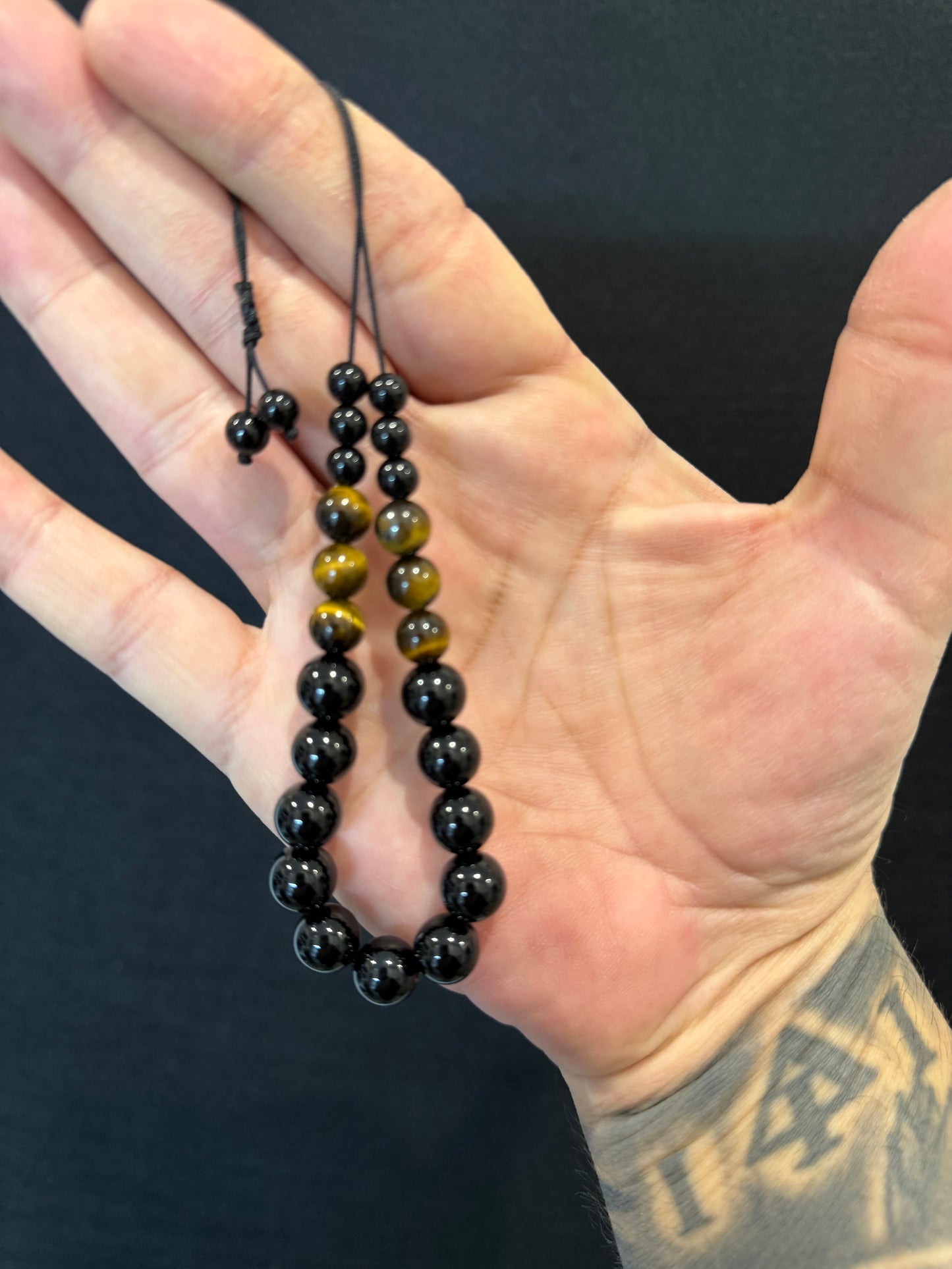 Cascading Onyx & Tigers Eye Worry Beads - Wearable MK3 (Long)
