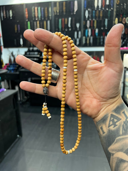 Pine Mala Bead Necklace / Wrap around Bracelet (108 Beads)