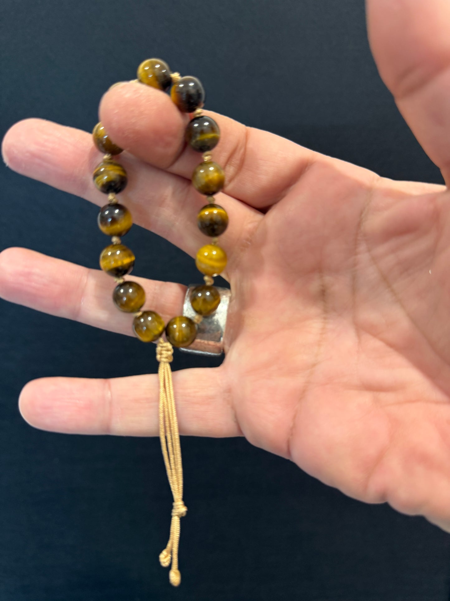Tigers Eye Hand Knotted Worry Bead Bracelet