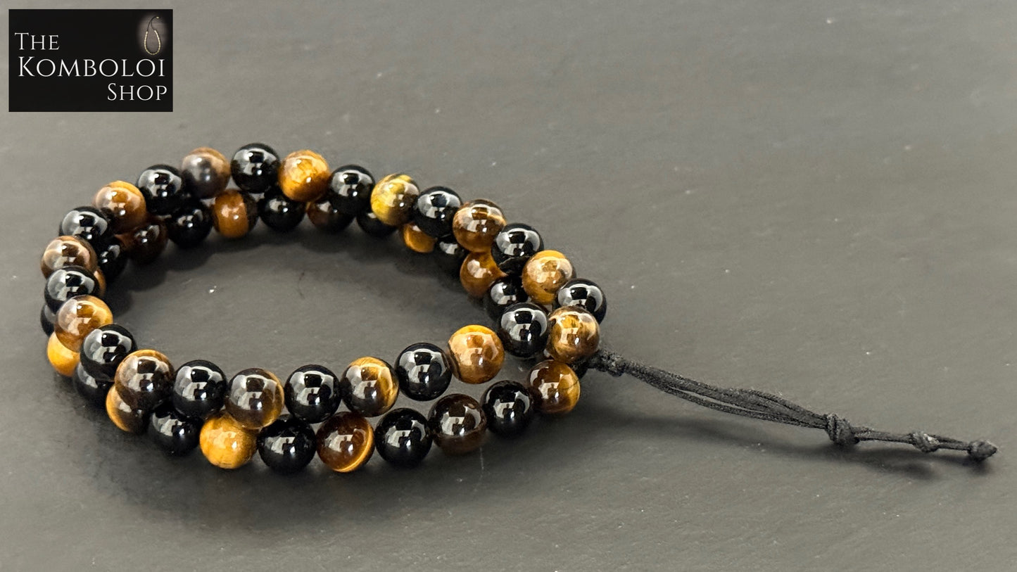 Onyx & Tigers Eye Komboloi / Worry Bead Bracelet -  MK3 V2