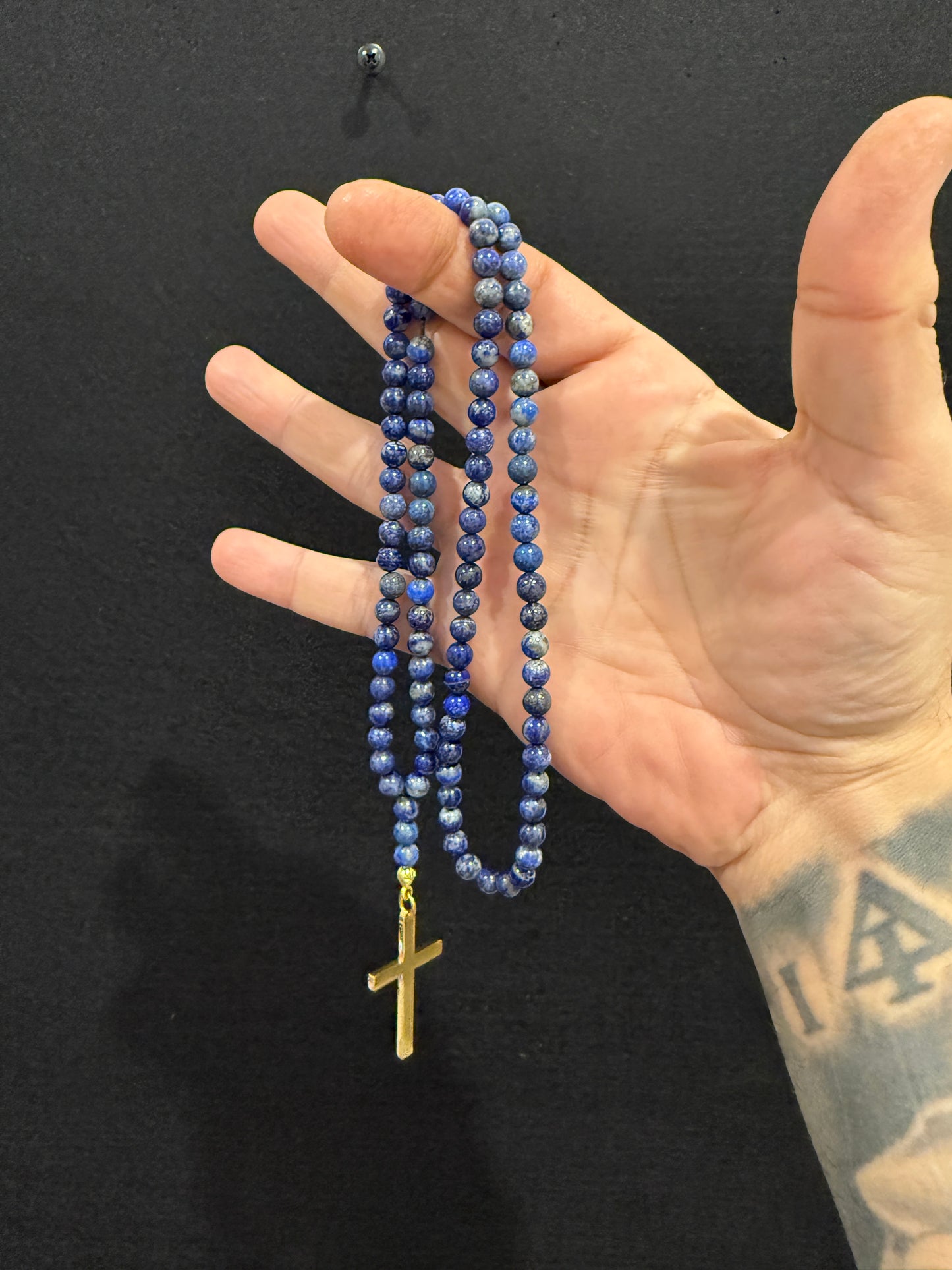 Lapis Lazuli 100 Bead Orthodox Prayer Beads with Stainless Steel Cross