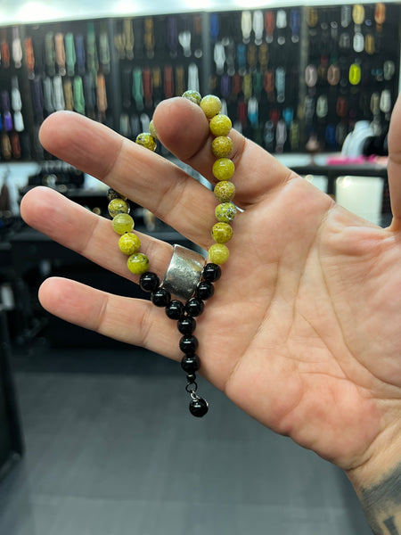 Yellow Turquoise & Onyx Worry Beads