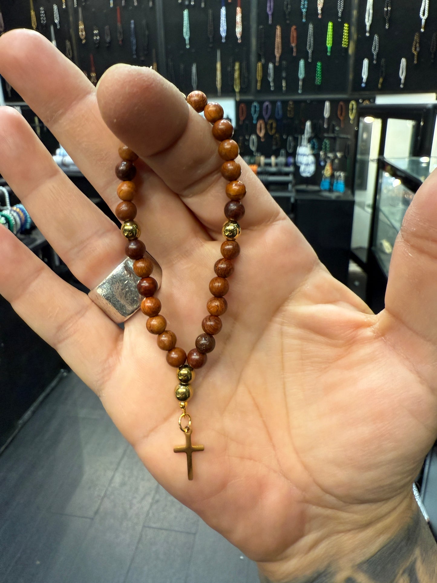 Rosewood Anglican Rosary Bead Bracelet