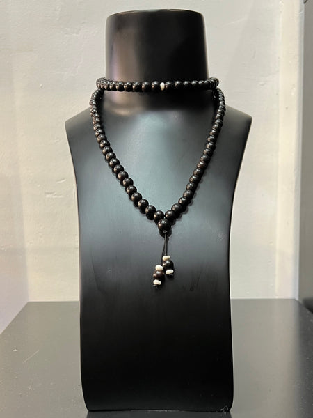 Ebony Mala Bead Necklace / Wrap around Bracelet (108 Beads)