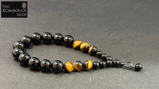 Cascading Onyx & Tigers Eye Worry Bead Bracelet
