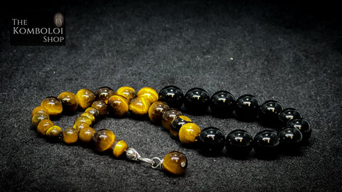 Onyx & Tigers Eye Cascading 33 Bead Worry Beads