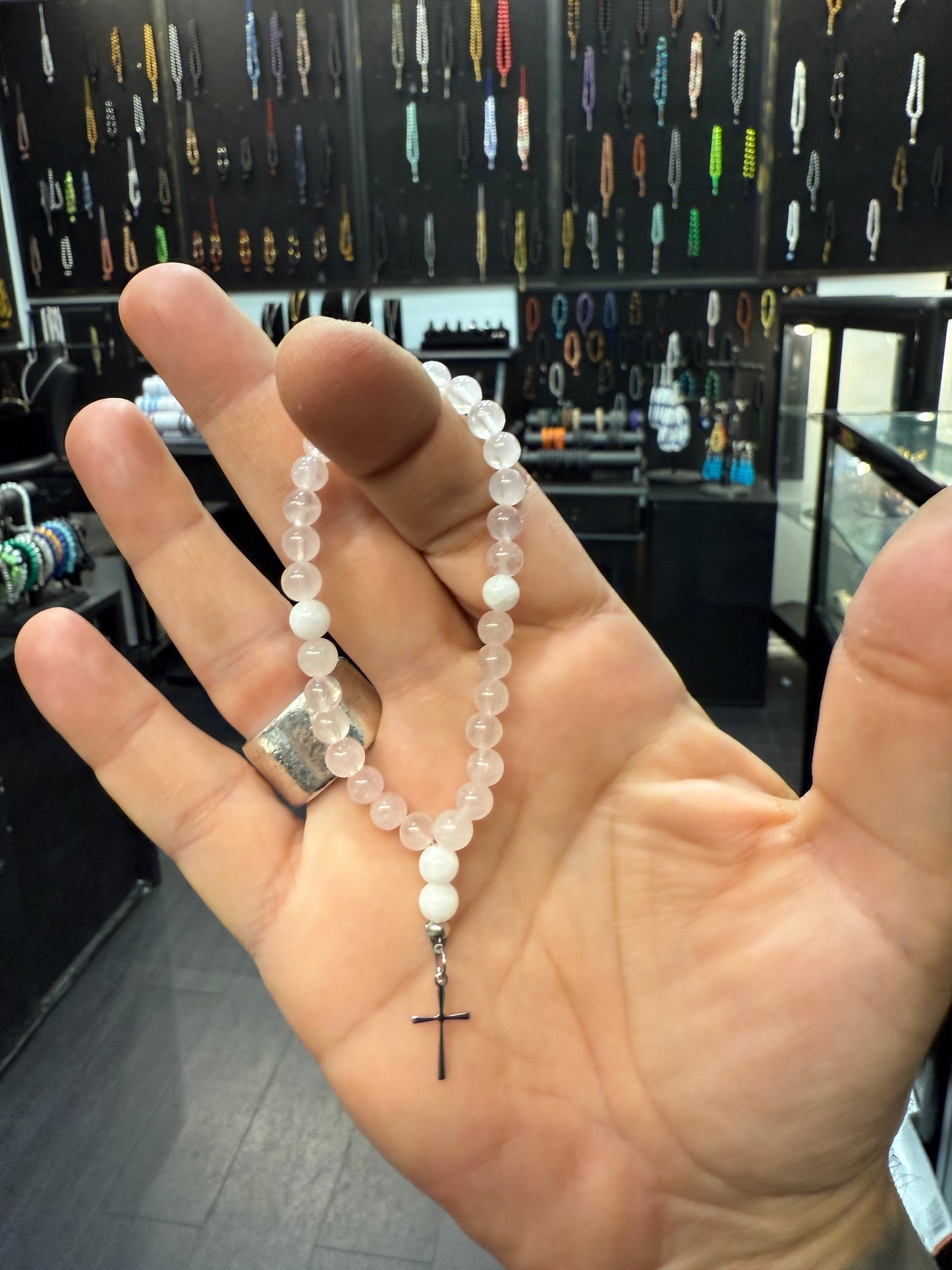 Rose Quartz Anglican Rosary Bead Bracelet