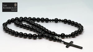 Five Decade Rosary Bead Necklace - Ebony